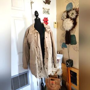 Eddie Bauer jacket button up with flannel lining parka